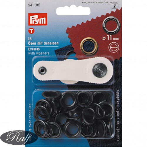 Set ocheti cu dispozitiv de atasare, culoare negru, 11 mm - Prym 541381